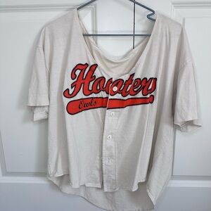 Hooters Cream Baseball-Style Top with Orange Script